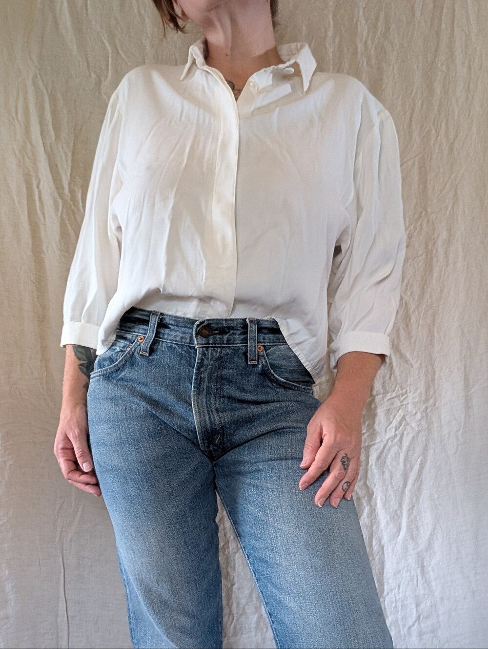 Nina Piccalino Cream Dolphin Sleeve Blouse